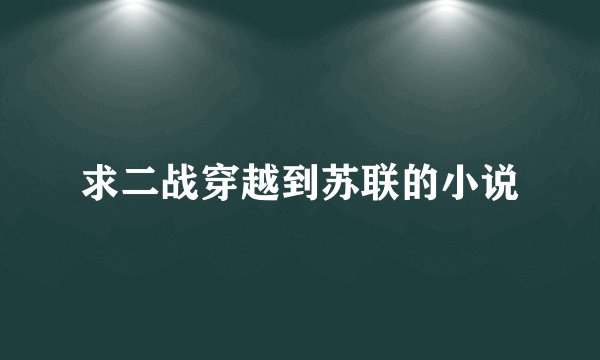 求二战穿越到苏联的小说