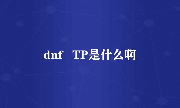 dnf   TP是什么啊