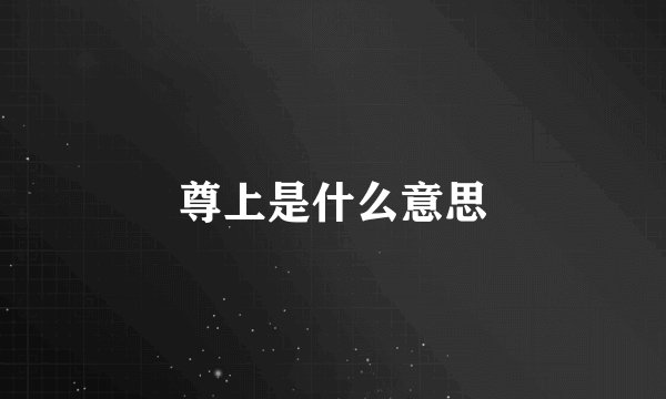 尊上是什么意思