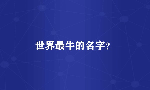 世界最牛的名字？