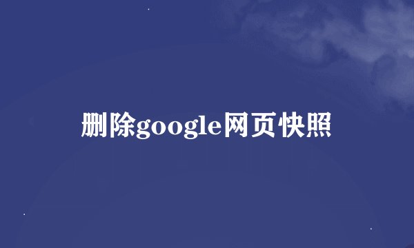删除google网页快照