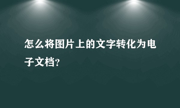 怎么将图片上的文字转化为电子文档？