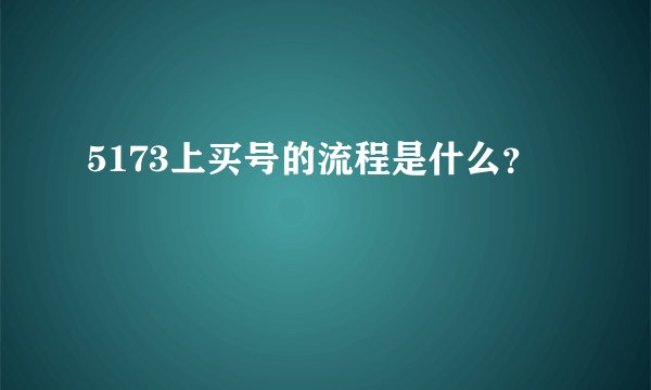 5173上买号的流程是什么？