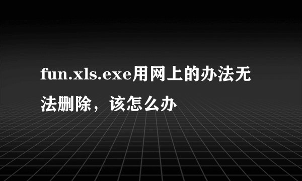 fun.xls.exe用网上的办法无法删除，该怎么办