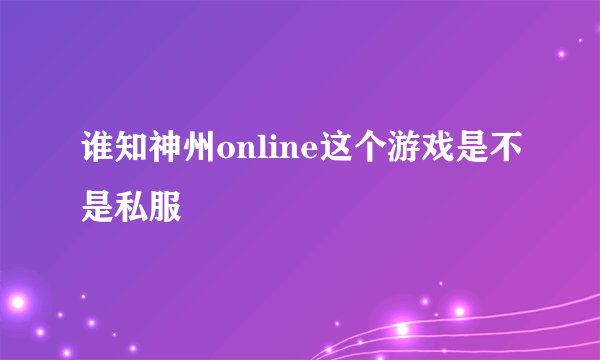 谁知神州online这个游戏是不是私服