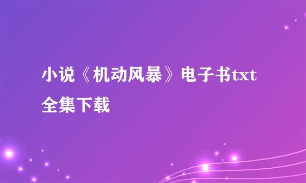 小说《机动风暴》电子书txt全集下载