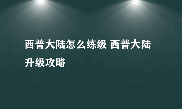 西普大陆怎么练级 西普大陆升级攻略