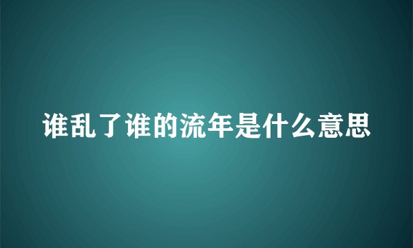 谁乱了谁的流年是什么意思