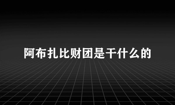 阿布扎比财团是干什么的