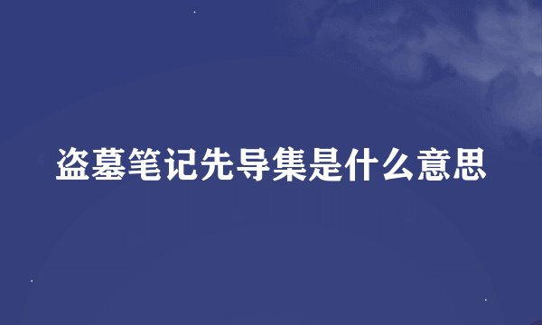 盗墓笔记先导集是什么意思