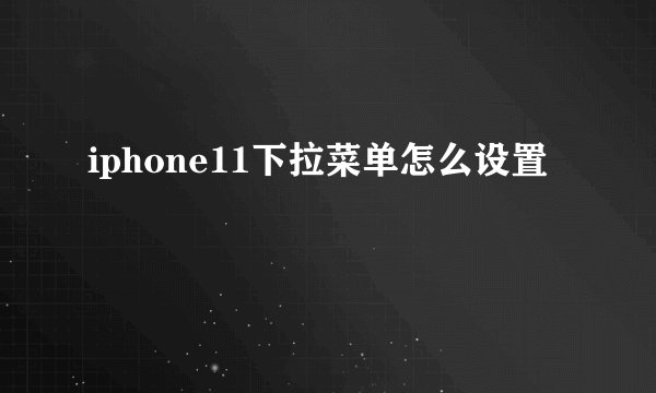 iphone11下拉菜单怎么设置
