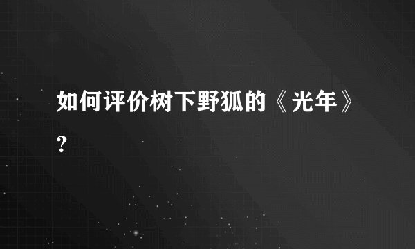 如何评价树下野狐的《光年》？