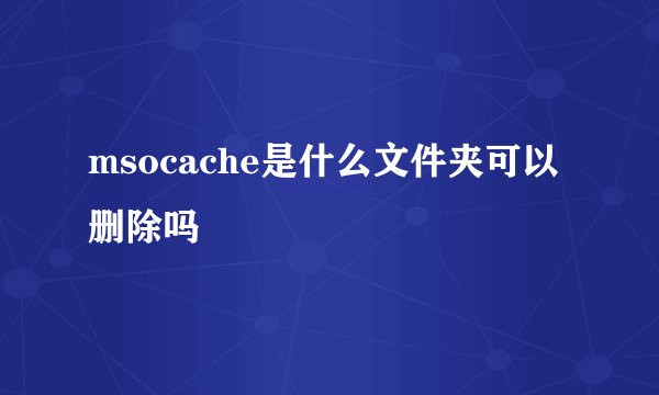 msocache是什么文件夹可以删除吗
