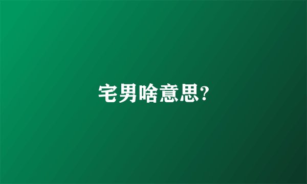 宅男啥意思?