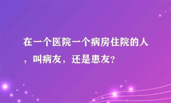 在一个医院一个病房住院的人，叫病友，还是患友？