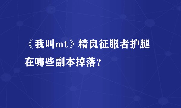 《我叫mt》精良征服者护腿在哪些副本掉落？