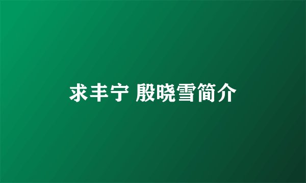 求丰宁 殷晓雪简介