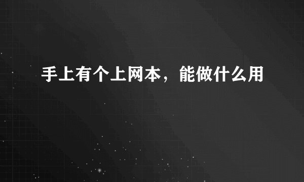 手上有个上网本，能做什么用