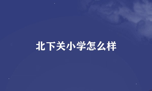 北下关小学怎么样