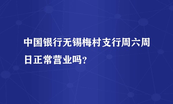 中国银行无锡梅村支行周六周日正常营业吗？