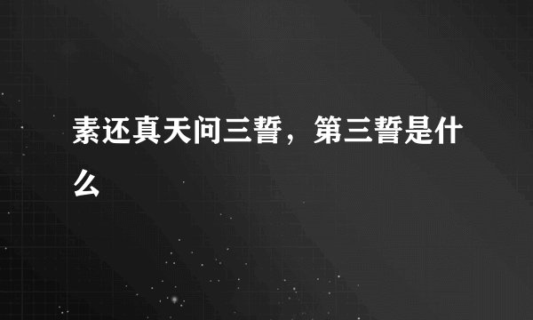 素还真天问三誓，第三誓是什么
