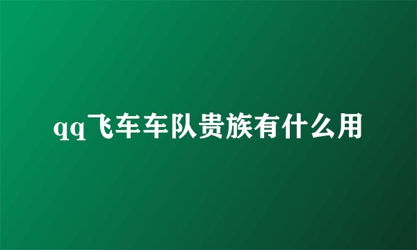 qq飞车车队贵族有什么用