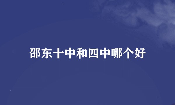邵东十中和四中哪个好