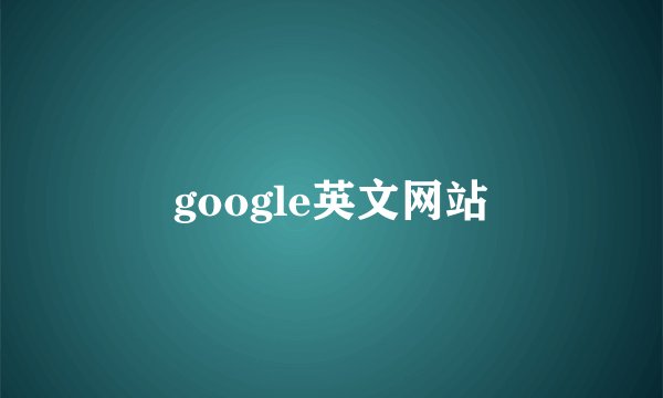 google英文网站