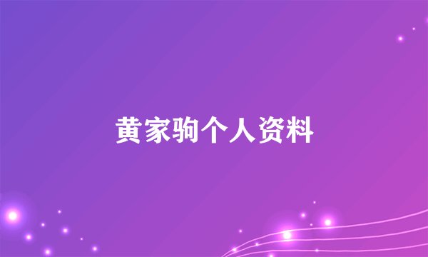 黄家驹个人资料