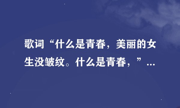 歌词“什么是青春，美丽的女生没皱纹。什么是青春，”的歌词是什么歌