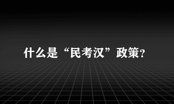 什么是“民考汉”政策？