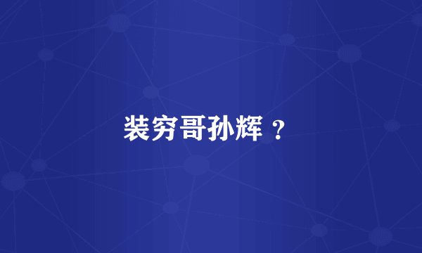 装穷哥孙辉 ？