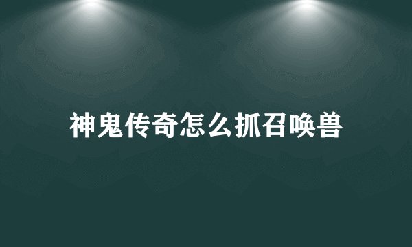 神鬼传奇怎么抓召唤兽
