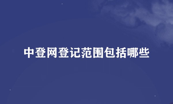 中登网登记范围包括哪些