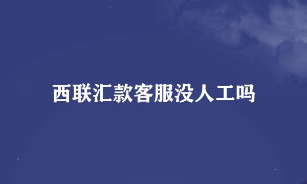 西联汇款客服没人工吗