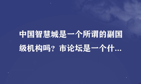 中国智慧城是一个所谓的副国级机构吗？市论坛是一个什么级别的机构
