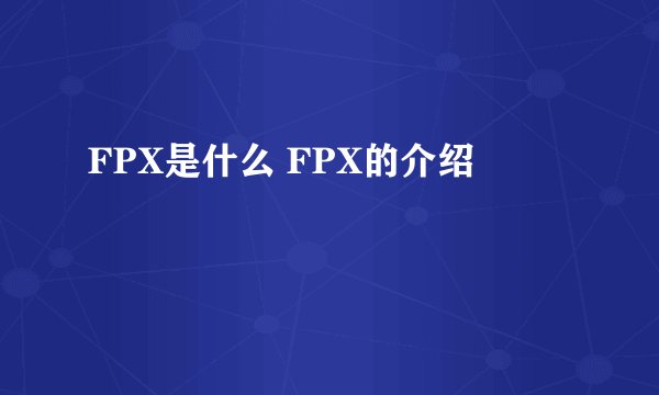 FPX是什么 FPX的介绍