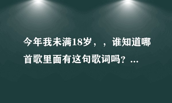 今年我未满18岁，，谁知道哪首歌里面有这句歌词吗？？酒吧经常放