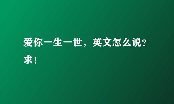 爱你一生一世，英文怎么说？求！