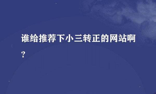 谁给推荐下小三转正的网站啊？