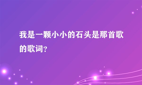 我是一颗小小的石头是那首歌的歌词？