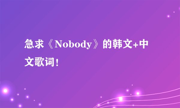 急求《Nobody》的韩文+中文歌词！
