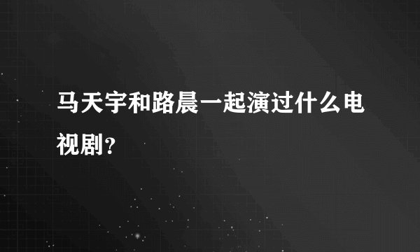 马天宇和路晨一起演过什么电视剧？