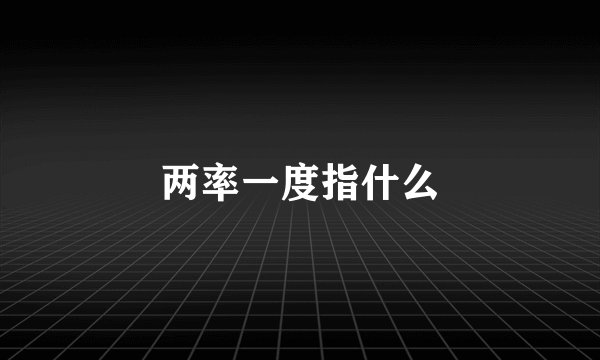 两率一度指什么