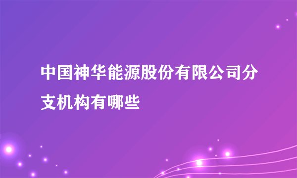 中国神华能源股份有限公司分支机构有哪些