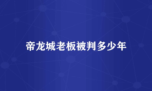 帝龙城老板被判多少年