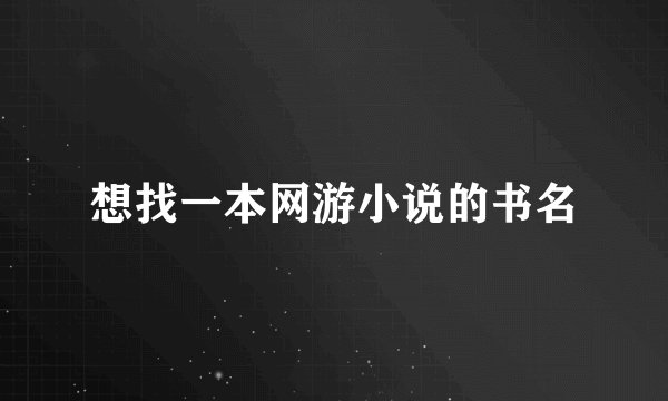 想找一本网游小说的书名
