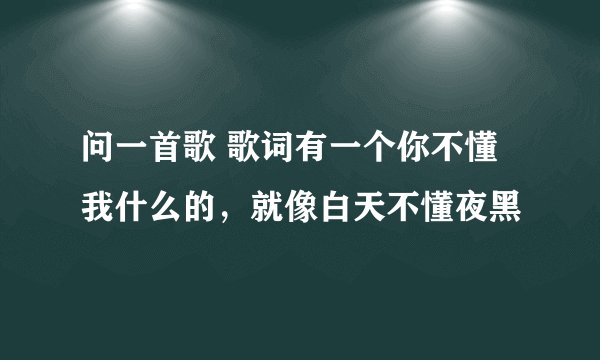 问一首歌 歌词有一个你不懂我什么的，就像白天不懂夜黑