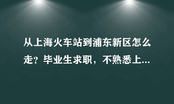 从上海火车站到浦东新区怎么走？毕业生求职，不熟悉上海路线，求晓得