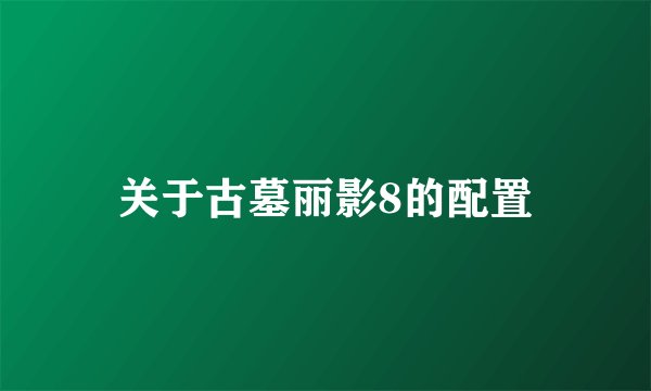 关于古墓丽影8的配置
